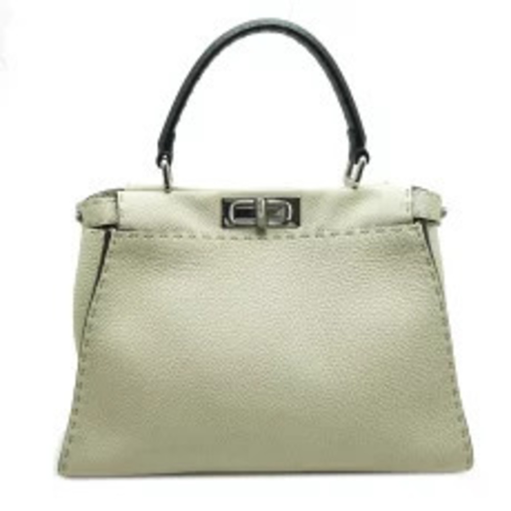Fendi Handbag Calfskin Beige Regular Peekaboo Tan